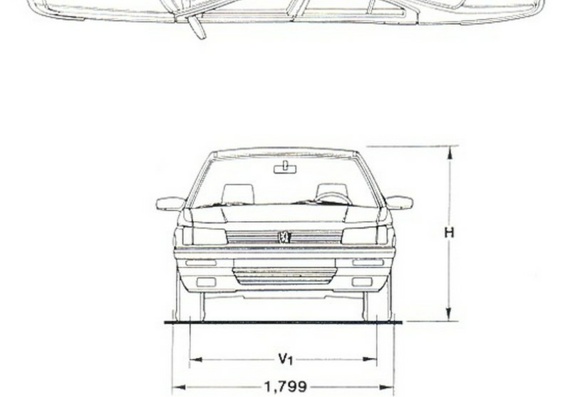 Peugeot 605 (1992) (Пежо 605 (1992)) - чертежи (рисунки) автомобиля